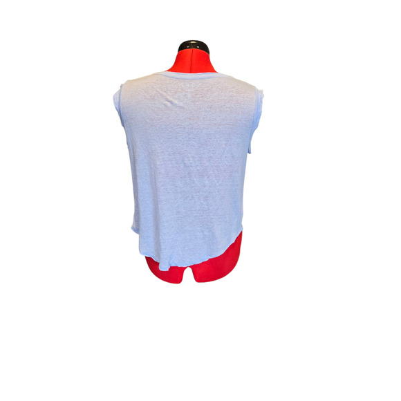 Loft linen sky blue sleeveless flowy v neck top, size medium - Picture 2 of 4